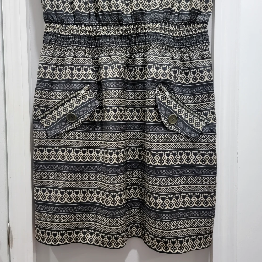Allen B Pattern Shirt Dress with Smocked Waist - Picture 5 of 15